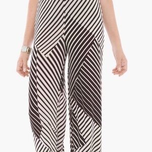 #927|Chico's (sz 1) Brown and White Geometric Wide Leg Pants